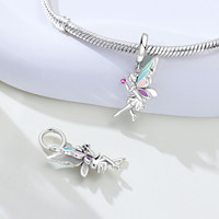 Pendentif Breloque Classique en Argent Sterling S925 Plaqué Rhodium avec Zircon Taillé Rose et Sertissage Canal, pour Femme, Idéal au Quotidien et pour les Occasions Festives