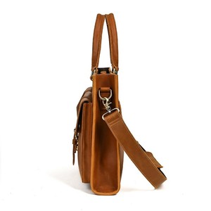 Men's Genuine Leather <b>Briefcase</b> Dark Brown Light Brown Durable Business Travel Bag Crossbody Shoulder Bag Solid Color Summer - Product Image 3