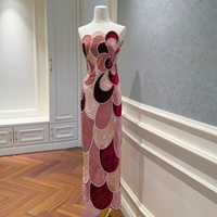 Robe de soirée moulante OUDINA originale, élégante, sans bretelles, avec strass et fente latérale, pour spectacle