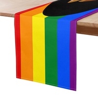 Chemin de table personnalisé à motif QPOC, imprimé sur le thème de l'arc-en-ciel gay, adapté aux occasions de dîner, aux banquets à domicile et aux rassemblements thématiques