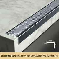 Bande de protection antidérapante en alliage d'aluminium en forme de L moderne pour escaliers et sols - Durable, imperméable, écologique, gris fer, 30 mm * 20 mm