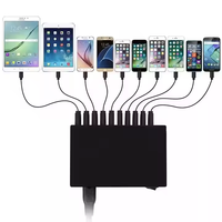 Penjualan laris stasiun pengisi daya Usb Multi 60w pengisi daya Usb 10 Port 5V 12A US AU UK EU pengisi daya dinding untuk ponsel