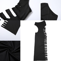 Robe longue tendance et sexy pour femme, design ajouré, col asymétrique, épaules dénudées, coupe ajustée, taille haute, pour soirée club de minuit