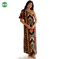 Robe longue asymétrique à imprimé tribal personnalisé, motif arabe tendance pour femmes HOUSON APPAREL FACTORY