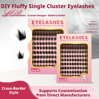 Pestañas Postizas de Lujo Hechas a Mano al por Mayor, Naturales, para Extensiones de Pestañas en Racimo, OEM, Empaque Rosa Personalizado, Longitud Mixta, Tallo Delgado, DIY, a Granel