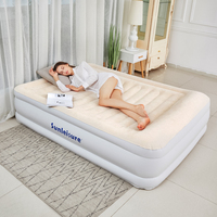 Matelas pneumatique de flocage intelligent de taille Queen pour le Camping, tapis de coussin de couchage avec oreiller intégré pour le salon, voyage en plein Air