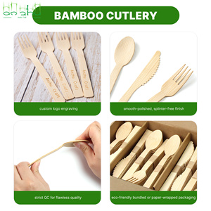 Önceden Sarılmış Peçete ve Tek Kullanımlık Bambu Çatal Bıçak Seti Kamp Gereçleri Seti Bambu Sofra Takımı ve Mutfak Eşyaları - Product Image 2