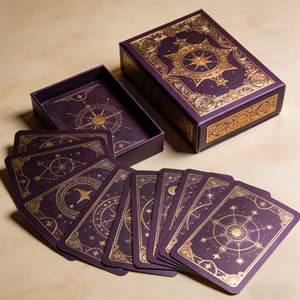Vente en gros de 78 cartes Oracle originales, jeu de tarot pour débutants, impression de logo doré, cartes de tarot en forme de logo - Product Image 3