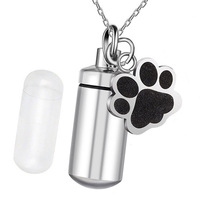 Offre Spéciale – Pendentif Cercueil Moderne en Acier Titane Poli, Flacon de Parfum Cylindrique Ouvert avec Sceau de Patte, pour Hommage aux Proches, Animaux et Humains