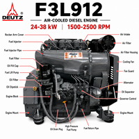 Moteur diesel Deutz F3L912 refroidi par air, 3 cylindres, 4 temps, 24-38 kW pour générateur, pompe à eau, construction