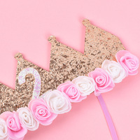 Couronne de fête d'anniversaire en feutre à paillettes pour enfant