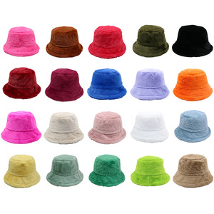 Chapeau Bob Hiver Doux en Fausse Fourrure pour Femme, Couleur Unie, Peluche, Chapeau de Pêcheur d'Extérieur, Chaud, en Polaire Teddy - Product Image 2