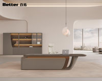 Bureau de direction de luxe moderne ergonomique en bois durable avec assemblage facile pour usage commercial