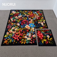 Dalles de moquette en nylon multicolores à motif floral, couleur de fond plus foncée, résistantes aux taches, faciles à nettoyer, pour couloirs d'hôtel