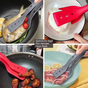 Espátula de <span class=keywords><strong>silicona</strong></span> resistente al calor 2 en 1, pinzas para utensilios de <span class=keywords><strong>cocina</strong></span> multiusos, agarre y pinza para comida de bistec y huevo abatible - Product Image 6