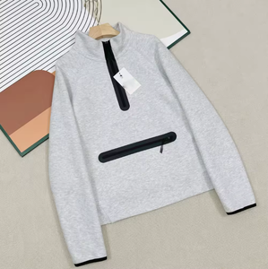 Men's Quarter-<b>Zip</b> Knitted <b>Sweatshirt</b> Solid Color Quick Dry Polyester Sporty Autumn Wear - Product Image 5