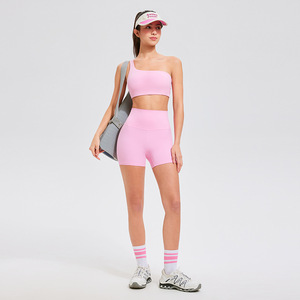Ensemble 2 pièces de shorts de sport et yoga sans couture, taille haute, respirant, effet ventre plat, pour <span class=keywords><strong>femme</strong></span>, idéal pour l'entraînement transfrontalier - Product Image 2