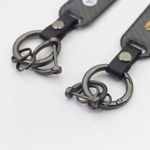Wholesale Designer Personalized Shield Shape Car Key Ring <b>Rounded</b> Metal Ring Keychain Accessories Carbon Fiber Key Chain Custom - Product Image 5