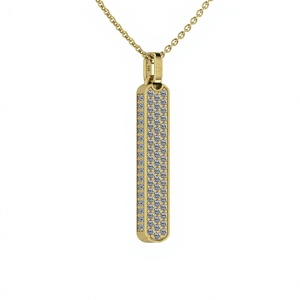 New Arrival Solid 925 Sterling Silver Vertical Bar Micro Pave CZ Prong Setting Pendant <b>Men's</b> Fine Ethnic 18-inch Black Rhodium - Product Image 1
