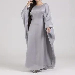 Personalizado Baixo MOQ Luxo Abaya Vestido Com Premium Organza Tecido Flowy Mangas Adjustalbe Cinto Dentro