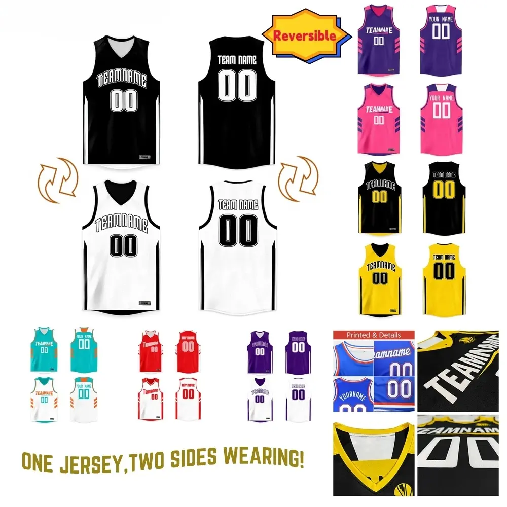 Neues Produkt Sport Herren Basketball-Anzüge Herstellerlieferung reversibles Basketball-Herrenuniform Jersey