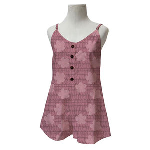 Neuestes Design Blumendruck Hawaiianischer Damen-Romper Verstellbare Träger Knopfleiste V-Ausschnitt Maßgeschneiderter Damen-<span class=keywords><strong>Jumpsuit</strong></span> - Product Image 3