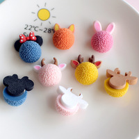 Breloques en résine plates faites à la main, mignonnes, en forme de poussin, lapin, chiot, ours, petit oiseau, grenouille, pour DIY