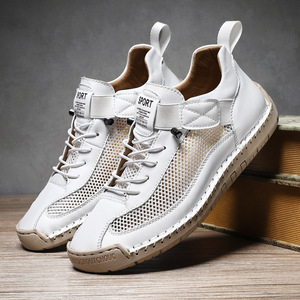 Baskets bicolores blanches pour femme Printemps 2026 en cuir véritable confortables respirantes décontractées style Forrest Gump - Product Image 1