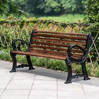 Banc de jardin extérieur avec dossier en métal et assise en composite bois-plastique, idéal pour les espaces publics et résidentiels, vente en gros