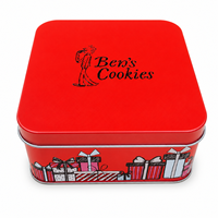 Boîte en métal de luxe de forme carrée de qualité alimentaire pour biscuits, chocolats et autres produits en gros