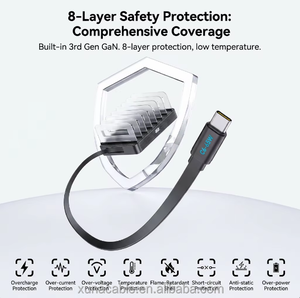 288W GaN-lader met 7 poorten, desktopstation, intrekbare USB-C-kabelorganizer, PD 100W snellaadhub voor <span class=keywords><strong>laptop</strong></span>, smartphone en telefoon - Product Image 2