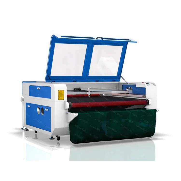 jinan low price with double laser head tippet scarf auto-feeding co2 laser cutting machine price 1610