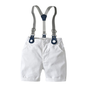 Vêtements personnalisés en coton pour garçons, costume formel pour l'été, vêtements pour bébés garçons, <span class=keywords><strong>short</strong></span> et haut, bretelles avec nœud papillon - Product Image 5