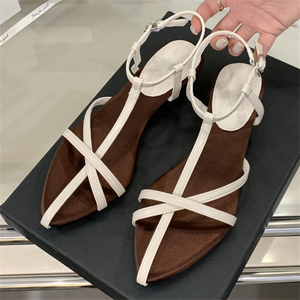 XSD Women's Summer Beach Dress <b>Sandals</b> Peep Toe Cross Strap with Leather Lace Low Heel Kitten Heel <b>Flat</b> <b>Sandals</b> - Product Image 6