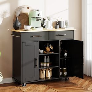 Mặt Trời Mọc 40 "Đảo Bếp Đồ Nội Thất Giỏ Hàng Trên Bánh Xe Với Lưu Trữ, Cán Di Động Phòng Ăn Phục Vụ Xe Di Động Với Ngăn Kéo - Product Image 5