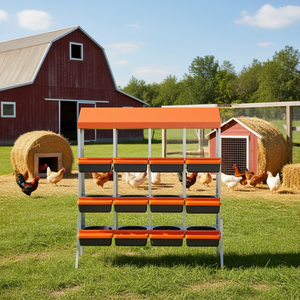 Nidos para Gallinas de Color Naranja de 38 Pulgadas con 8 Compartimentos, Acero Galvanizado, Plástico de Alta Resistencia, Jaula para Aves de Corral con Recolección de Huevos - Product Image 2