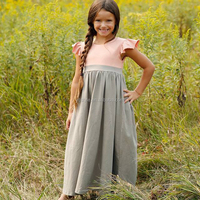 Robe personnalisée ODM pour filles, robe d'été pour filles, robe en lin et coton sans manches, vêtements pour bébés, robes pour filles