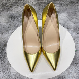 Zapatos de Tacón Alto de 12 cm con Textura de Piel de Cordero Plateada para Mujer, Zapatos de Tacón de Aguja con Punta Puntiaguda, Elegantes, de Boca Poco Profunda, para Fiesta, Boda, Cómodos, Talla 46 - Product Image 5