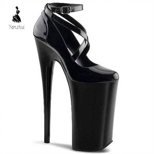 Scarpe con plateau super alto YZ 10 pollici-26 cm, con lacci, nere, da sposa, sexy, per discoteca, performance, taglie forti - Product Image 2