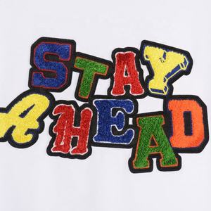 Nouveau design personnalisé blanc unisexe 100% coton coloré chenille t-shirt brodé - Product Image 3