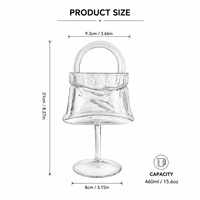 Verre à jus de luxe en forme de sac à main, 460 ml, en verre borosilicate transparent, avec pied, pour cocktails, fêtes et bar à domicile