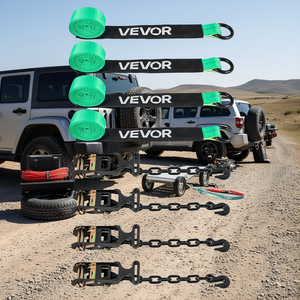Kit de fixation à cliquet Vevor, résistance à la rupture de 10009 lb, sangle en nylon avec crochet en J pour voitures, SUV, chariot de remorquage - Product Image 2