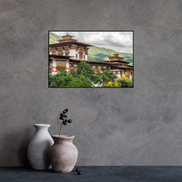 Impression de paysage exotique de bâtiments Dzong anciens du Bhoutan pour décoration murale intérieure