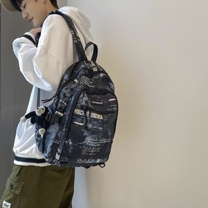 Mới đến thời trang công suất lớn Retro graffiti phim hoạt hình dây kéo Nylon polyester không thấm nước schoolbag đa mục đích du lịch - Product Image 6