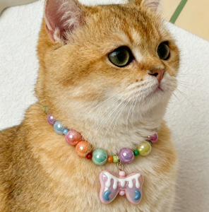 Collier pour animaux de compagnie en perles pastel pour Halloween, avec nœud décoratif, accessoire de déguisement mignon et réglable pour chats et petits chiens - Product Image 3