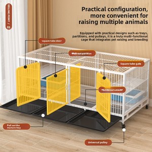 Gabbia per Allevamento Gatti a Tre Piani in Ferro, Multilivello con Divisori, Design Impilabile per Negozi di Animali e Pensioni per Gatti - Product Image 3