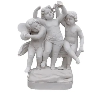 Garden Stone Carving Kids Baby Angel Statue Decoration Little Angel White Marble Baby Angel Statue