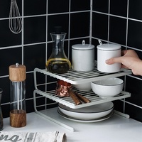 Étagère de rangement de cuisine multi-niveaux en fer, type sur pied, non pliable, pour organiser les assiettes et les bols, égouttoir, sans installation requise
