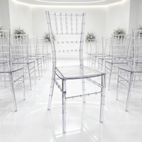 Chaise Chiavari en résine acrylique transparente, design intégré Quick Stack Gold, économique, pour mariage