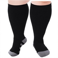 Chaussettes de compression montantes pour femmes, chaussettes de sport pour mollets, bas de soutien tricotés ODM noirs XL-XXL, chaussettes de sport